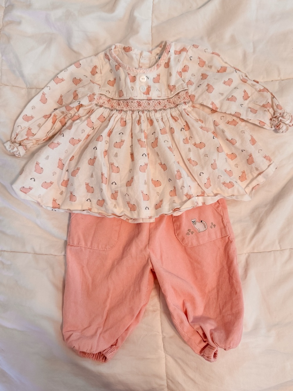 Two-Piece Pink Cat Top and Pants Set
